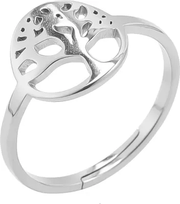 Produktbild von Regenbogen, Silber und Gold verstellbare Ringe mit Lebensbaum-Motiv Silber