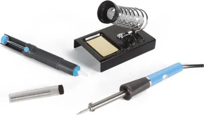 Produktbild von Velleman Lötkolben-Set, Lötkolben 25 W, Entlötpumpe, Ablageständer, Lötdraht