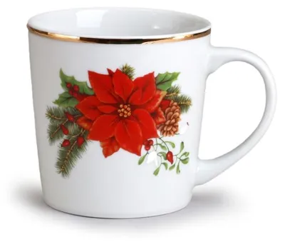 Produktbild von Thun 1794 Becher Thomas, 500 ml, Weihnachtsstern, Goldstreifen, Thun