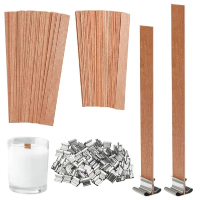 Holzkerzendocht-Set, 60 Stück, mit Eisenständern, DIY