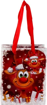 Produktbild von 24 Stück Geschenktüte Lustiges Rentier 11,5 x 14,7 x 6,3 cm