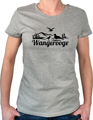 Produktbild von Huuraa Damen T-Shirt Wangerooge Strandmotiv XXL Sport Grey Bio Baumwolle Fairtrade Damenshirt Geschenkidee