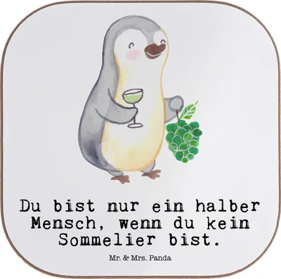 Produktbild von Mr. & Mrs. Panda Untersetzer für Gläser Sommelier Herz - Weiß - Geschenk, Tischuntersetzer, Tassen, Tischschoner, Holzuntersetzer, Flaschenuntersetzer