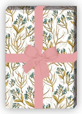 Produktbild von Zartes Geschenkpapier zum Einpacken mit Streu Blumen, blau - G10236, 32 x 48cm