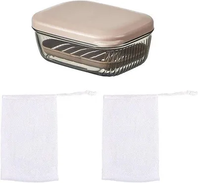 Produktbild von Reinigungsbeutel mit Deckel und Seifenwäschesack - Badezimmerartikel mit Abflussbeutel - Handlicher Seifenbeutel - Ideal für Reisen