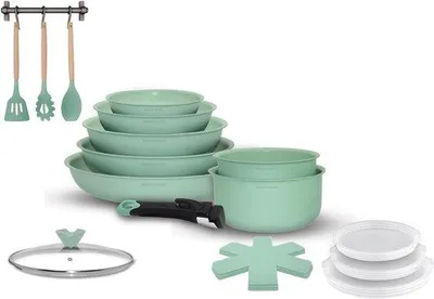 Immagine prodotto di Set di pentole in alluminio da 18 pezzi, verde, 20-26 cm