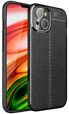Obrázok produktu pre Puzdro pre iPhone 14 - Leather Look Cover Silikónové puzdro na mobilný telefón s ochranou proti odtlačkom prstov