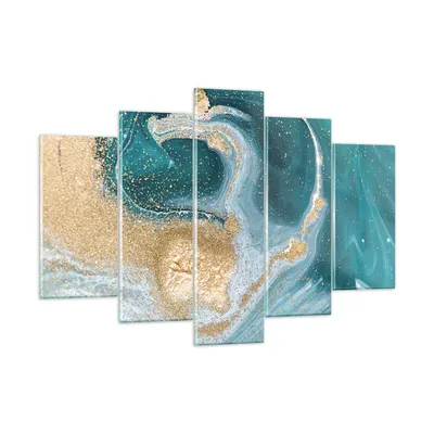 Produktbild von Bilder auf glas - 5 Teile - Golden Türkis Hintergrund - 150x100cm - Glasbilder - Wandbilder - Bilder - Wanddekoration aus Glas - Glas Bilder - Wandbild auf Glas - GEA150x100-4969