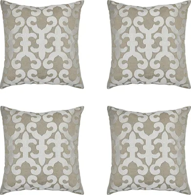 Image de Marrakech Set de 4 Housses de coussins Coussin 40x40 cm grand | Coussin de canapé Coussin douillet en coton brodé comme décoration de salon sur le fauteuil et le canapé | Coussin décoratif Kayon Blanc comme coussin de chaise dans la salle à manger