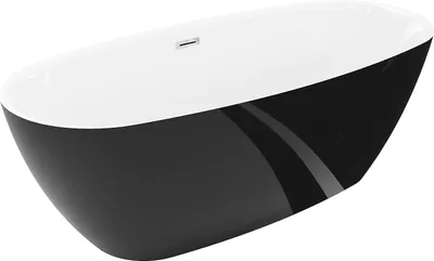 Produktbild von Mexen Luvo Slim freistehende Badewanne 170 x 75 cm, weiß/schwarz, Überlauf chrom - 52801707575-01