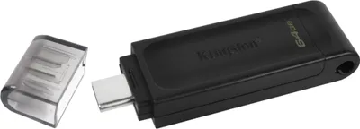 Produktbild von Kingston Technology DataTraveler 70, 64 GB, USB Typ-C, 3.2 Gen 1 (3.1 Gen 1), Kabel, 7 g, Schwarz