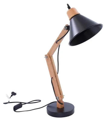Produktbild von Schreibtischlampe aus Metall in Schwarz und Holz, 16 x 30 x 55 cm