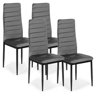 Obrázek produktu pro ModernHome LR-1494 Sada 4 ks jídelních židlí VELVET, šedá