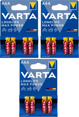 Produktbild von Batterien VARTA 4703, Micro AAA / LR03 Alkaline, Longlife Max Power, 1,5V, 3 x 4er Pack