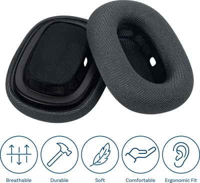 Produktbild von Ersatz Ohrpolster für AirPods Max – Memory-Schaum, Silikon & Mesh - Mitternacht