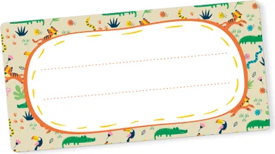 Produktbild von itenga 40x Buchetiketten Dschungeltiere 9x4,5cm Namensetiketten Heftetiketten Schuletiketten