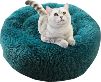 Produktbild von Hundebett Tierbtt Katzenbett Hundesofa Katzensofa Kissen Flauschig, Weich u. Waschbar für Katzen Hunde 50CM-Cyan