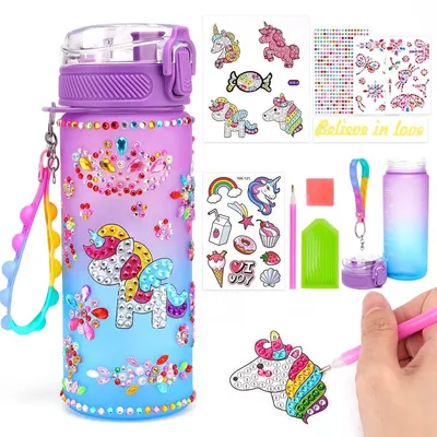 Produktbild von Aufkleber,Geschenkideen Trinkflasche Bastelset Kinder ab 6+Jahre DIY Wasserflasche Basteln Diamond Painting Kinder Geburtstag Spielzeug Mädchen