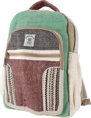 Produktbild von Ethno Hanf Rucksack - Natur/grün, Uni - Erwachsene, Hanf,Baumwolle, 40*30*20 cm, Ausgefallene Stofftasche