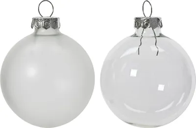 Produktbild von Christbaumkugeln Silbergrau 3 x transparent & 3 x matt Ø 6 cm aus Glas - 6er Set