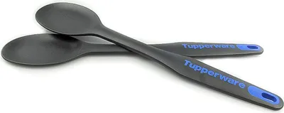 Immagine prodotto di TUPPERWARE Cucchiaio da cucina pronto da maneggiare (2) nero-blu D174 Cucchiaio per mescolare Cucchiaio da cucina TOP
