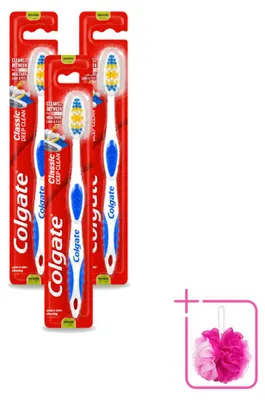 Productafbeelding van 3 x Colgate Classic Deep Clean Medium tandenborstel - voordeelverpakking - 3 stuks