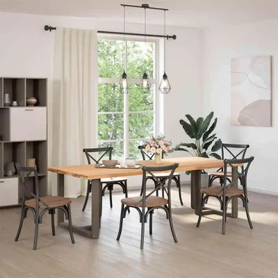 Immagine prodotto di Gambe per tavolo da pranzo a forma di T 2 pz nere 90x35x(72-73) cm in acciaio