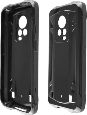 Two black phone cases shown side-by-side against a white background.