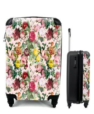 Produktbild von MuchoWow® Koffer Handgepäck Trolley Rollkoffer Kleine Reisekoffer mit 4 Rollen - Blumen - Rosen - Rosa - Cabin Size < 55x40x23 cm & 55x40x20 cm - Fotokoffer - Kabinenkoffer - Boardgepäck - Reise-Box - Reisekoffer - Reisegepäck - Koffer mit Bild - Trolley für Kinder