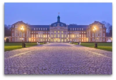 Produktbild von Premium Textil-Leinwand 120x80cm quer Schloss Münster | Wandbild, HD-Bild auf Keilrahmen, Fertigbild auf hochwertigem Vlies, Leinwanddruck von U boeTtchEr