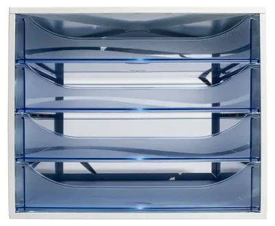 Obrázok produktu pre Exacompta 228610D, Plast, Polypropylén (PP), Polystyrén, Modrá, Šedá, A4+, A4+, 4 zásuvka/zásuviek, 348 mm