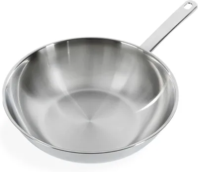 Produktbild von Wokpfanne Ø 28 cm, Edelstahl 18/10, für Induktion, 3-lagig, PFAS-frei, backofenfest bis 230 °C, Silber