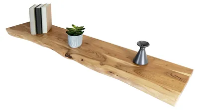 Produktbild von Holzplatte Arya mit echter Baumkante (einseitig), 180 x 30 cm, Akazienholz naturfarben, massiv & lackiert