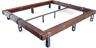 Produktbild von CHYRKA® Massivholzbett ohne Kopfteil (Natur, 200x200 cm) LEMBERG Balkenbett Bett Doppelbett Massivholz Loft Vintage Industrie Design Handmade Holz Metall