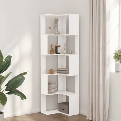 Produktbild von "2026 Aktion"Eck-Bücherregal - CLORIS - Standregal - Robust und langlebig - 5 Böden Weiß 50x50x179 cm Holzwerkstoff - DEMöbel6056230