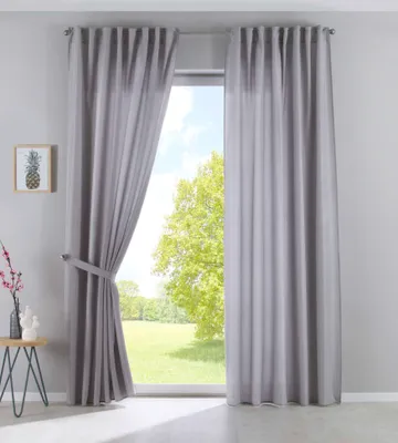 Produktbild von 2er Set Vorhänge Verdeckte Schlaufen Cationic »JENA« HxB 250x140 cm Silber Blickdicht Leinen Optik Gardinen Meliert Gardinenband mit Raffhalter , 2019037-2