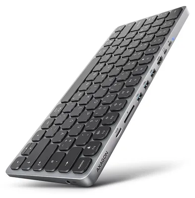 Productafbeelding van Axagon HMC-KB-GE, kabel, USB 3.2 Gen 1 (3.1 Gen 1), Type-C, 100 W, 3,5 mm, 1.4/2.3, grijs