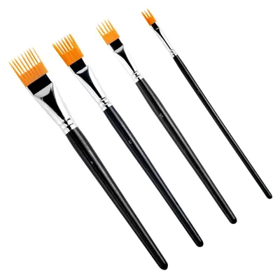 Produktbild von Acrylpinsel – Flache Kammpinsel für spezielle Texturmalerei, ergonomisches 4-teiliges Set für Künstler