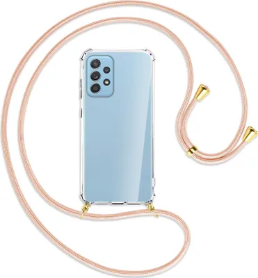 Produktbild von Handykette Backcover-Schutzhülle mit Band (Metall goldfarben) für Samsung Galaxy A52 4G / 5G, A52s 5G - rose peach