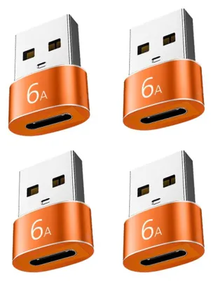 Immagine prodotto di INF Adattatore Type C a USB A Femmina 4 pezzi Arancione Alluminio compatto