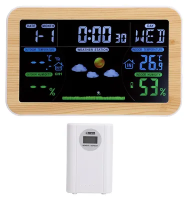 Wetterstation mit Farbdisplay, 3 Außensensoren, Funkuhr