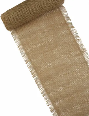 Zdjęcie produktu dla Bieżnik stołowy z juty z frędzlami 30 cm x 5 m – rozmiar uniwersalny