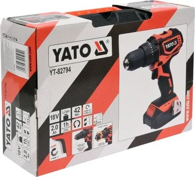 Zdjęcie produktu dla Yato Wiertarko-Wkrętarka 18V 42Nm 1X2,0Ah Li-Ion Bezszczotkowa, W Walizce Yt-82794