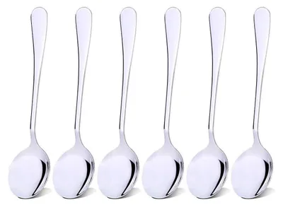 Obrázok produktu pre Sada polievkových lyžíc z nehrdzavejúcej ocele 304, okrúhle, priemer 18 cm, 6 kusov