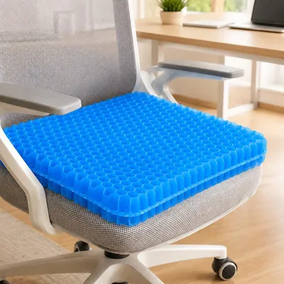 Produktbild von STUNQ® Ergonomisches Gel-Waben-Sitzkissen zur Entlastung des Steißbeins und für mehr Rückenkomfort, Druckverteiler für Bürostühle