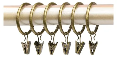 Image de 10 anneaux à clip pour rideaux, en métal, clips pour rideaux, crochets, rideaux, clips avec anneaux (bronze, diamètre intérieur 25 mm)
