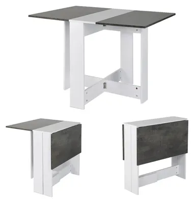 Produktbild von Klappbarer Küchentisch - Esstisch 102,5 x 76 x 73 cm - Für 4–6 Personen - Rechteckige Tischplatte aus Holz - Faltbares Design - Skandinavischer Stil - Dunkelgrau