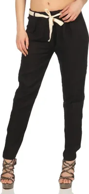 Produktbild von 299 Damen Leinenhose lockere Freizeithose lange 100% Leinen Hose Uni elegante Stoffhose Haremshose Schwarz L