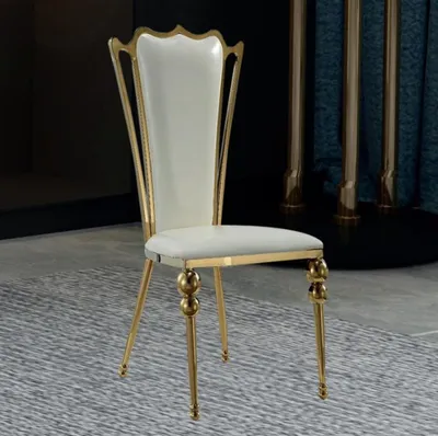 Produktbild von Esszimmer Möbel Designer Weiß-Goldener Stuhl Polster Möbel Modern Neu