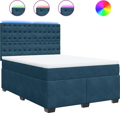 Produktbild von vidaXL Boxspringbett mit Matratze Blau 140x190 cm Samt